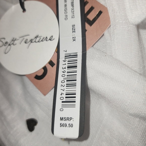 Harve Bernard White tie front blouse with gold stripes 2x NWT - Picture 7 of 9